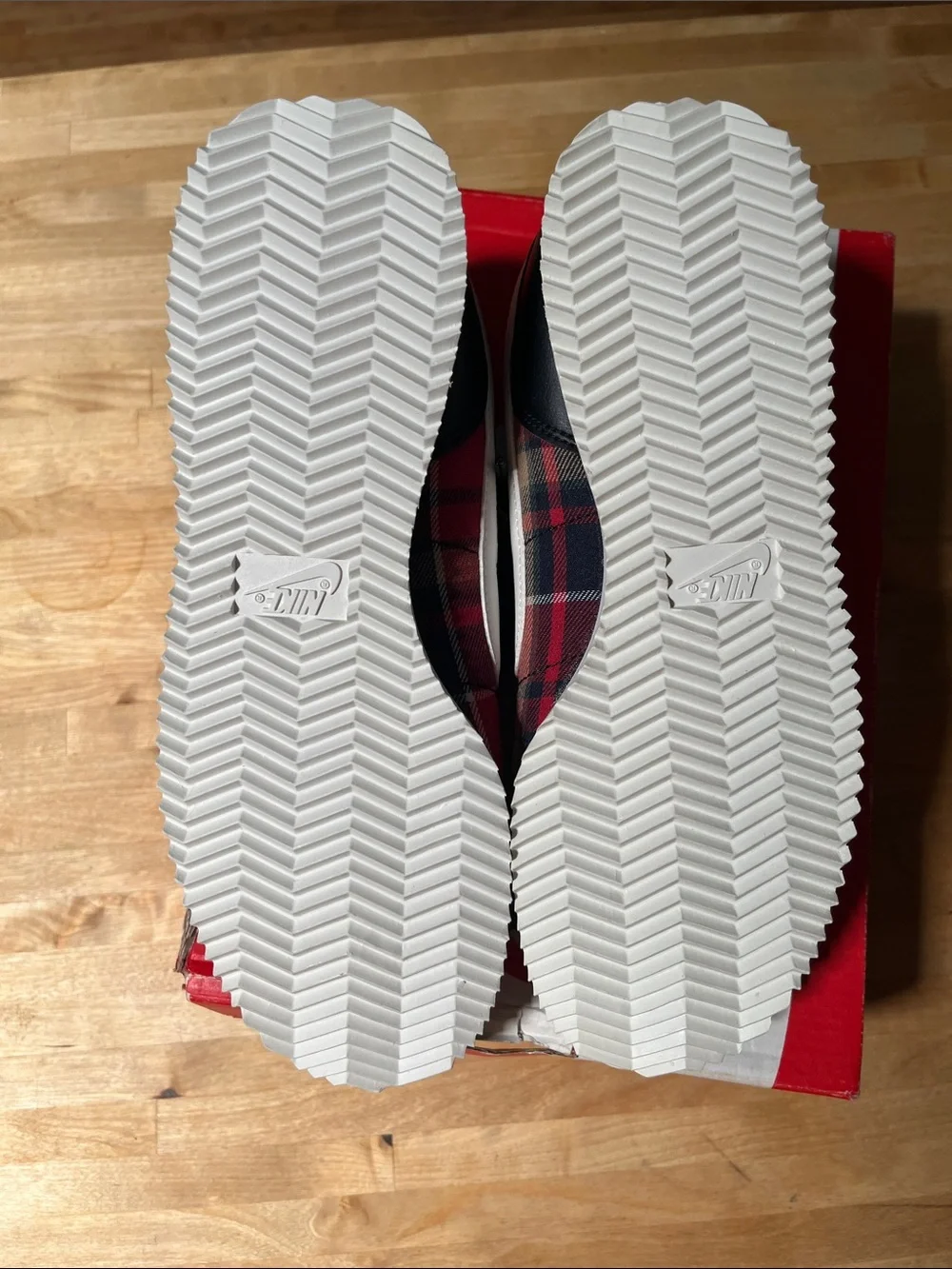 Nike Cortez Black & Red Plaid Low-Top Sneakers